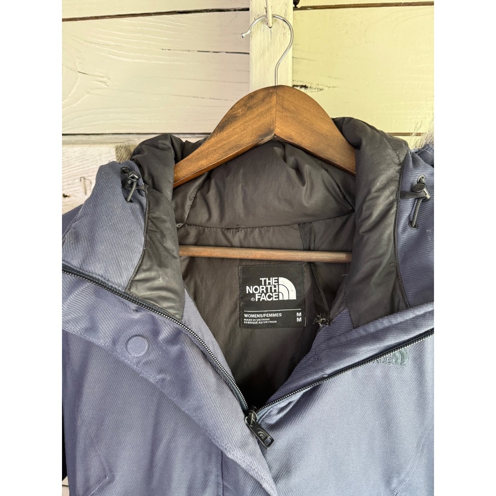 The North Face Gore-Tex 550 Down Parka Navy Blue Faux Fur Hood Jacket Womens M - Picture 4 of 8